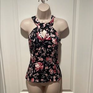 White House Black Market Floral Halter Top Sz 2